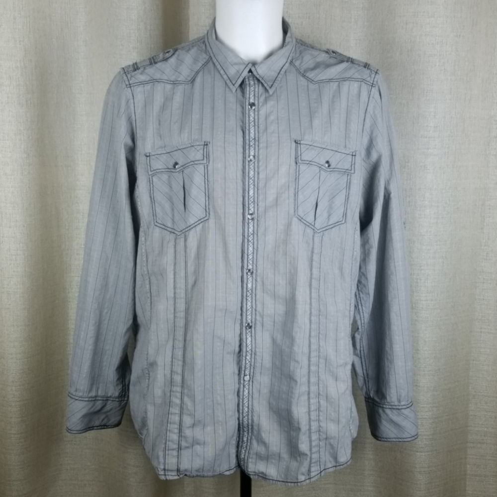 Men's Western Style Pearl Snap L/S Shirt 2XL- XXL
